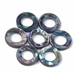 Cornici abalone shell / paua shell perline, anello, 18x3mm, Foro: 1 mm, diametro interno: 10mm