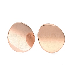 Accessoires de puces d'oreilles en 304 acier inoxydable, avec boucle, courbé, plat rond, or rose, 20mm, Trou: 3mm, pin: 0.8 mm