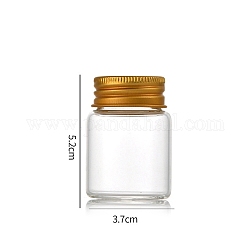 Botellas de vidrio transparente contenedores de abalorios, tubos de almacenamiento de cuentas con tapa de rosca y tapa de aluminio, columna, dorado, 3.7x5 cm, capacidad: 30ml (1.01fl. oz)