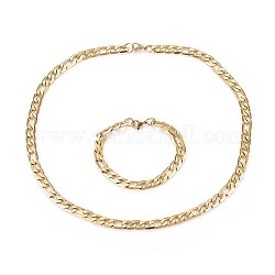 Kits de bijoux en 304 acier inoxydable, figaro chaînes colliers et bracelets, or, collier : 23.6 pouce (60 cm), bracelets : 8-5/8 pouce (22 cm)