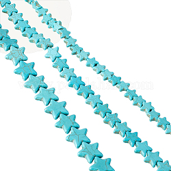 Arricraft 3 Stränge sternförmige türkisfarbene Perlen, 3 Stile, Crackle-Stern-Charms, Steinperlen, kleine funkelnde Stern-Abstandsperlen für Armband-Halsketten-Schmuckherstellung