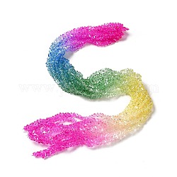 Transparent Glass Bead Strands, Segmented Multi-color Beads, Triangle, Fuchsia, 4.5x4x3.5mm, Hole: 1mm, about 134~137pcs/strand, 13.27~13.39''(33.7~34cm)