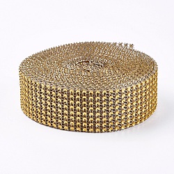 8列プラスチックダイヤモンドメッシュラップロール  ラインストーンクリスタルリボン  ケーキの結婚式の装飾  ゴールド  40x1ミリメートル 約10ヤード/ロール（9メートル/ロール）