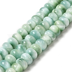 Hilos de perlas de vidrio natural, grado ab +, rerondana plana, turquesa, 10x6~7mm, agujero: 0.9 mm, aproximamente 64~66 pcs / cadena, 15.5~15.7'' (39.37~39.88 cm)