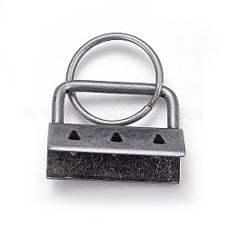 Geteilte Schlüsselringe aus Galvanoteisen, Zubehör des Schlüsselbundverschlusses, mit Bandenden, Antik Silber Farbe, Ende: 24x32.5x14 mm, Ring: 24x2.5 mm