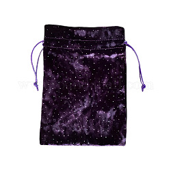 Bolsas con cordón para guardar joyas de terciopelo con pedrería, bolsas de joyería rectangulares, para almacenamiento de artículos de brujería, púrpura, 180x130mm