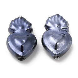 Manuell Porzellan Perlen, hell glasierten Porzellan-Stil, heiliges Herz, dunkles Schieferblau, 15x10.5x7 mm, Bohrung: 2 mm