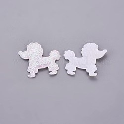 手作り子犬コスチュームアクセサリー  布刺繍  アップリケ  プードル犬  ラベンダーブラッシュ  44x51x3.5mm