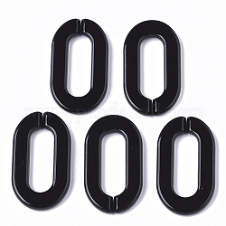 Anneaux de liaison acryliques opaques, connecteurs à liaison rapide, pour la fabrication de chaînes de câble, ovale, noir, 36x21x4mm, diamètre intérieur: 24x8 mm