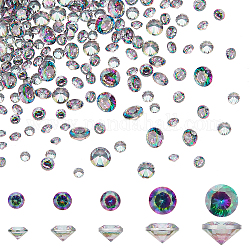 PandaHall Elite 5 Style Cubic Zirconia Pointed Back Cabochons, Grade A, Faceted, Diamond, Colorful, 1.5~3x1~2mm, 400pcs/box
