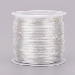 Filo di nylon, cordoncino in raso, per la fabbricazione di gioielli di perline, annodatura cinese, bianco, 1mm, circa 32.8 iarde (30 m)/rotolo