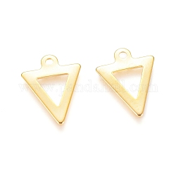 201 Stainless Steel Charms, Triangle, Real 24K Gold Plated, 12x9.5x0.5mm, Hole: 1mm