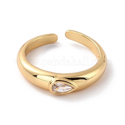 Anillo de cúpula de circonita cúbica en forma de lágrima para ella, anillo de dedo de puño ajustable, sin plomo y cadmio, real 18k chapado en oro, nosotros tamaño 6 1/2 (16.9 mm)