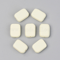Painted Natural Wood Beads, Lead Free, Rectangle, Beige, 18.5x13.5x5.5mm, Hole: 1.2mm