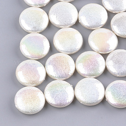 Acrylic Imitation Pearl Beads, AB Color, Flat Round, Seashell Color, 24.5x8.5mm, Hole: 1.5mm
