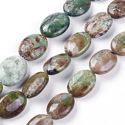 Natürlichen grünen Opal Perlen Stränge, Oval, 17.5~19x13.5~14x6~7 mm, Bohrung: 0.8 mm, ca. 22 Stk. / Strang, 15.5~15.7 Zoll (39.5~40 cm)