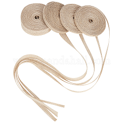 Gorgecraft 4 Rolls 3 Sizes Burlap Fabric Ribbon, for Craft Making, Tan, 1/4 inch(6mm)~ 1-1/4 inch(30mm), about 10m/roll