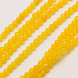 Natural White Jade Round Bead Strands, Dyed, Gold, 3mm, Hole: 0.8mm, about 110pcs/strand, 15~15.5 inch