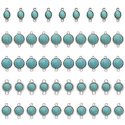 Chgcraft 50 pz 5 stili placcatura a cremagliera in lega di resina connettore charms, maglie ovali e semicircolari, gemstone imitato, argento antico, 16~21x8.5~15x4.5~7mm, Foro: 1.5~2 mm, 10pcs / style