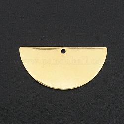 201 pendentifs demi-cercle en acier inoxydable, Coupe au laser, demi-rond, or, 15x30x1mm, Trou: 1.6mm