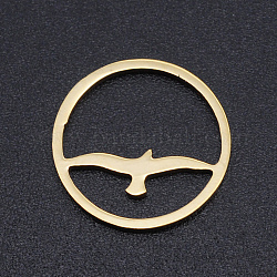 201ステンレス鋼リンクリング  鳥と環  ゴールドカラー  15x1mm