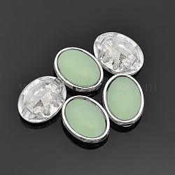 Coudre à l'acrylique taiwan, Accessoires de vêtement, facette, ovale, vert clair, 12x10x5.5mm, Trou: 0.5mm