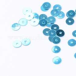 Ornament Zubehör Kunststoff paillette Perlen, Pailletten Perlen, Scheibe, Deep-Sky-blau, 6x0.2 mm, Bohrung: 1 mm, ca. 30000 Stk. / 500 g