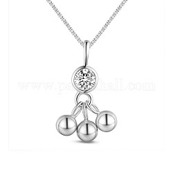 Ожерелье shegrace 925 из стерлингового серебра, С кубическим цирконием и бусинами подвеска, платина, 16.5 дюйм (42 см)