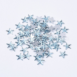 Acrílico Diamante de imitación plana espalda cabujones, espalda plateada, facetados, estrella, luz azul cielo, 10x1.5mm