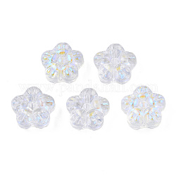 Прозрачный Electroplate стеклянные бусины, с покрытием AB цвета, цветок, ясно AB, 12.5x13x6 мм, отверстие : 1 мм