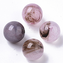 Perline di acrilico trasparente crackle, tondo, lilla, 14x13mm, foro: 3mm, circa 320pcs/500g