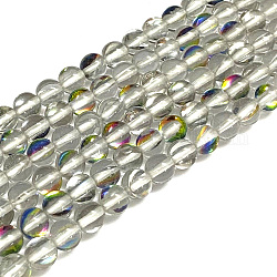 Synthetische Mondstein Perlen Stränge, holographische Perlen, Runde, 10 mm, Bohrung: 1 mm, ca. 36~39 Stk. / Strang, 14~15 Zoll