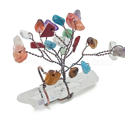 Natürliche Edelsteinsplitter als Baum-des-Leben-Dekorationen, mit Nuggets-Edelsteinbasis und Kupferdraht Feng Shui Energiestein Geschenk für Frauen Männer Meditation, 50x18x45 mm
