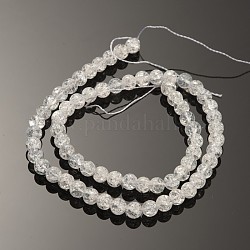 Synthetischen Knistern Quarz runde Perlen Stränge, Transparent, 6 mm, Bohrung: 1.2 mm, ca. 67 Stk. / Strang, 15.5 Zoll