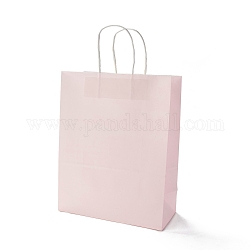 Sacchetti di carta rettangolari, con maniglie, per sacchetti regalo e shopping bag, rosa nebbiosa, 33.5x26x12cm, piega: 33.5x26x12 cm