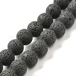 Brins de perles de pierre de lave naturelle, teinte, ronde, gris ardoise foncé, 8mm, trou: environ 2 mm, Environ 52 pcs/chapelet, 15.5 pouce