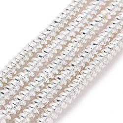 Electroplate Non-magnetic Synthetic Hematite Beads Strands, Grade AA, Long-Lasting Plated, Rondelle, Silver Plated, 4x2mm, Hole: 1mm, about 175pcs/strand, 15.7 inch(40cm)