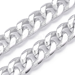 Gourmettes texturées en aluminium, chaînes à maillons cubains taille diamant, non soudée, platine, 18x14x4mm