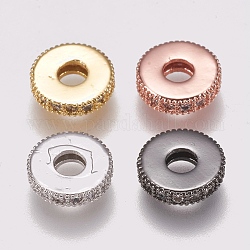 Entretoises de perles en laiton avec zircone cubique de micro pave, plat rond, clair, couleur mixte, 10x2mm, Trou: 3.5mm