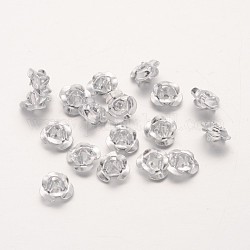 Алюминий 3 d розы, крошечные металлические бусины, серебряные, 6x4.5 мм, отверстие : 1 мм, около 920~950 шт / упаковка