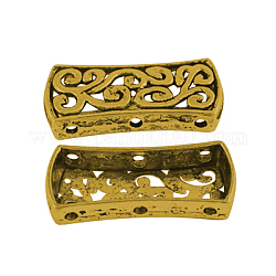 Alloy Multi-Strand Links,  Cadmium Free & Lead Free, Rectangle, Antique Golden, 27x12x4mm, Hole: 1mm