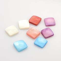 River Shell Square Cabochons, Mixed Color, 9x9x2.5mm