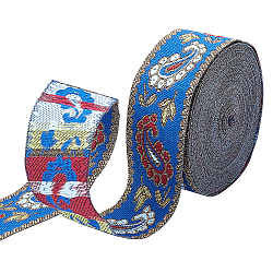 Stickerei aus Polyester im ethnischen Stil, Bekleidungszubehör, Blumenmuster, Blau, 33 mm