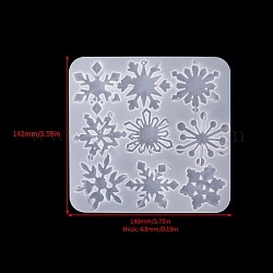 Food Grade DIY Silicone Pendant Molds, Decoration Making, Resin Casting Molds, For UV Resin, Epoxy Resin Jewelry Making, White, Snowflake, 146x139x4.8mm