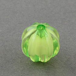 Transparent Acrylic Beads, Bead in Bead, Round, Pumpkin, Yellow Green, 22mm, Hole: 3mm, about 140pcs/500g