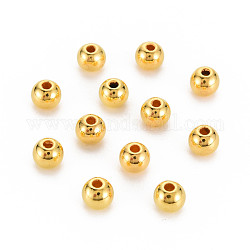 ABS Plastic Beads, Round, Golden Plated, 6x5.5mm, Hole: 1.6mm, about 4200pcs/500g