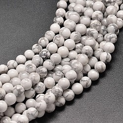 Synthetische howlite runde Perle Stränge, 8 mm, Bohrung: 1 mm, ca. 49 Stk. / Strang, 16 Zoll