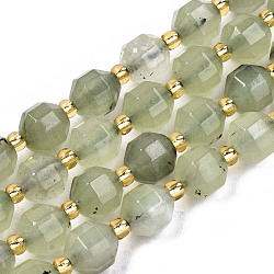 Chapelets de perles en préhnite naturelle, facette, ronde, 8x7.5mm, Trou: 1.2mm, perles: 3x2 mm, Environ 38 pcs/chapelet, 15.35 pouce (39 cm)