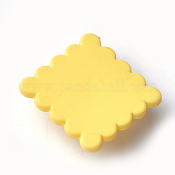 Acrylic Shank Buttons, Rubberized, 1-Hole, Square, Yellow, 24x24x9.5mm, Hole: 4mm