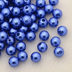 Имитация жемчуга акриловые, окрашенные, круглые, королевский синий, 6x5.5 мм, отверстие : 1.5~2 мм, Около 4500 шт / фунт